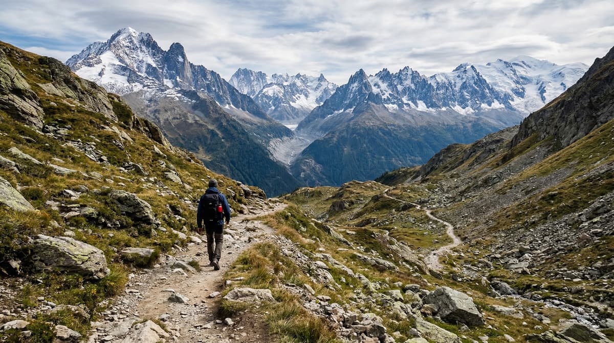 Hiker choosing a mountain trail